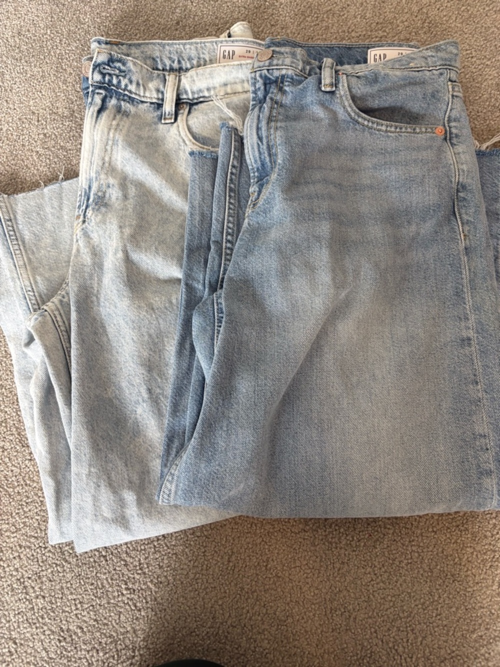 2 pair-GAP Extra Baggy Low Rise Jeans in Light Blue Wash